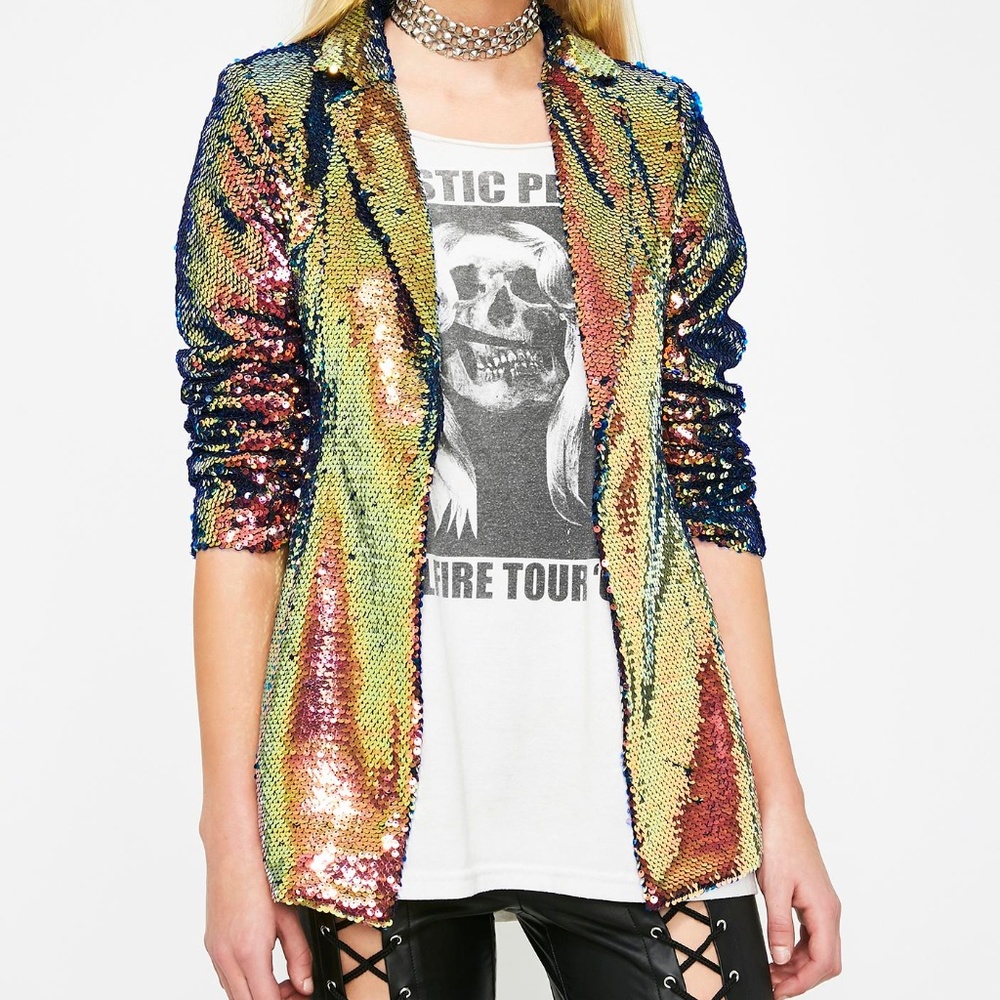 Iridescent Hologram Sequin Blazer